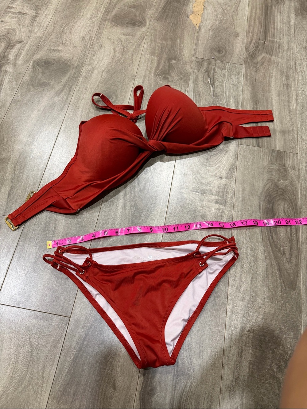 Shade & Shore Red Twist Push-Up Bikini Set